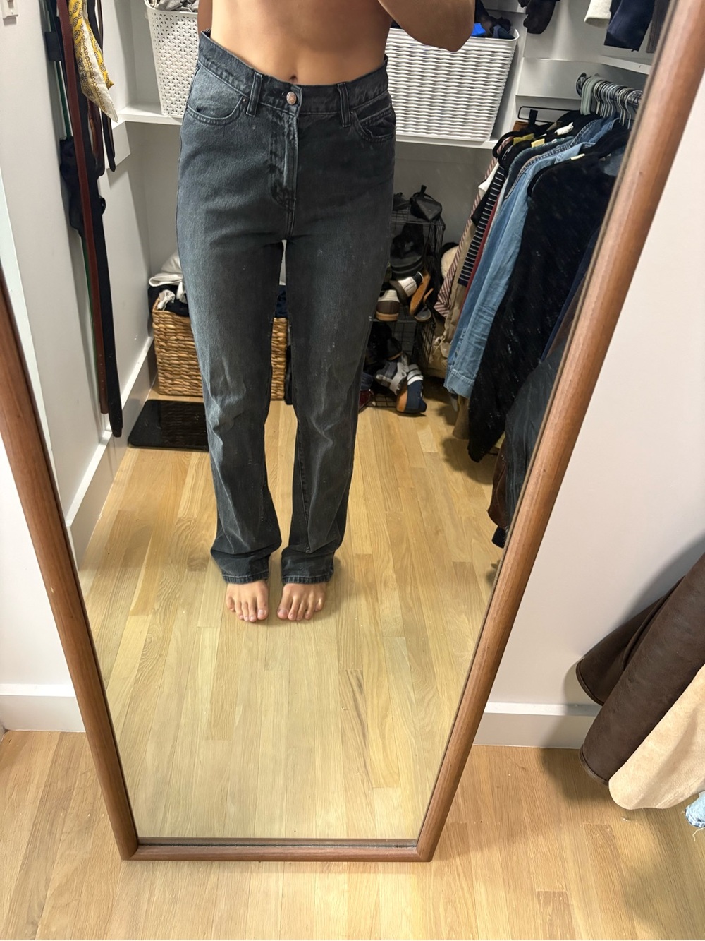 BDG Men's Straight Jeans in Washed Gray-Black